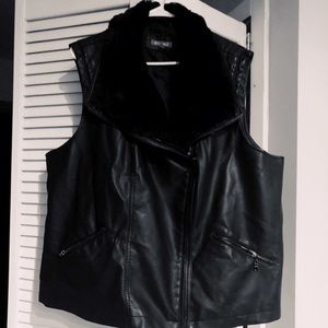 Faux leather coat vest fur (synthetic)